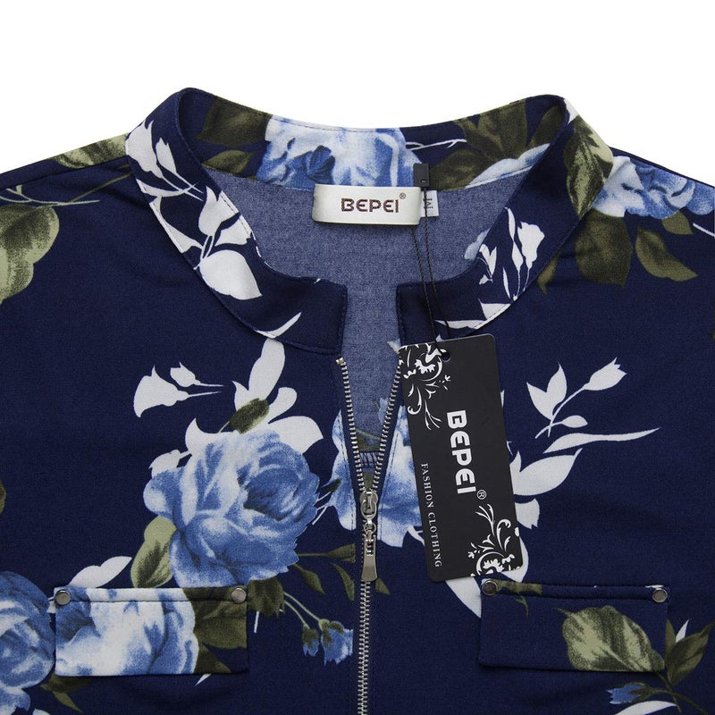 BEPEI Tunic Tops for Women 3/4 Sleeve,Juniors Lightweight Feminine Detail A Line Chiffon Tunics Chic Soft Shirt Collar Deep V Neck Blouses Boutique Clothing,Blue Floral XL - Image 4